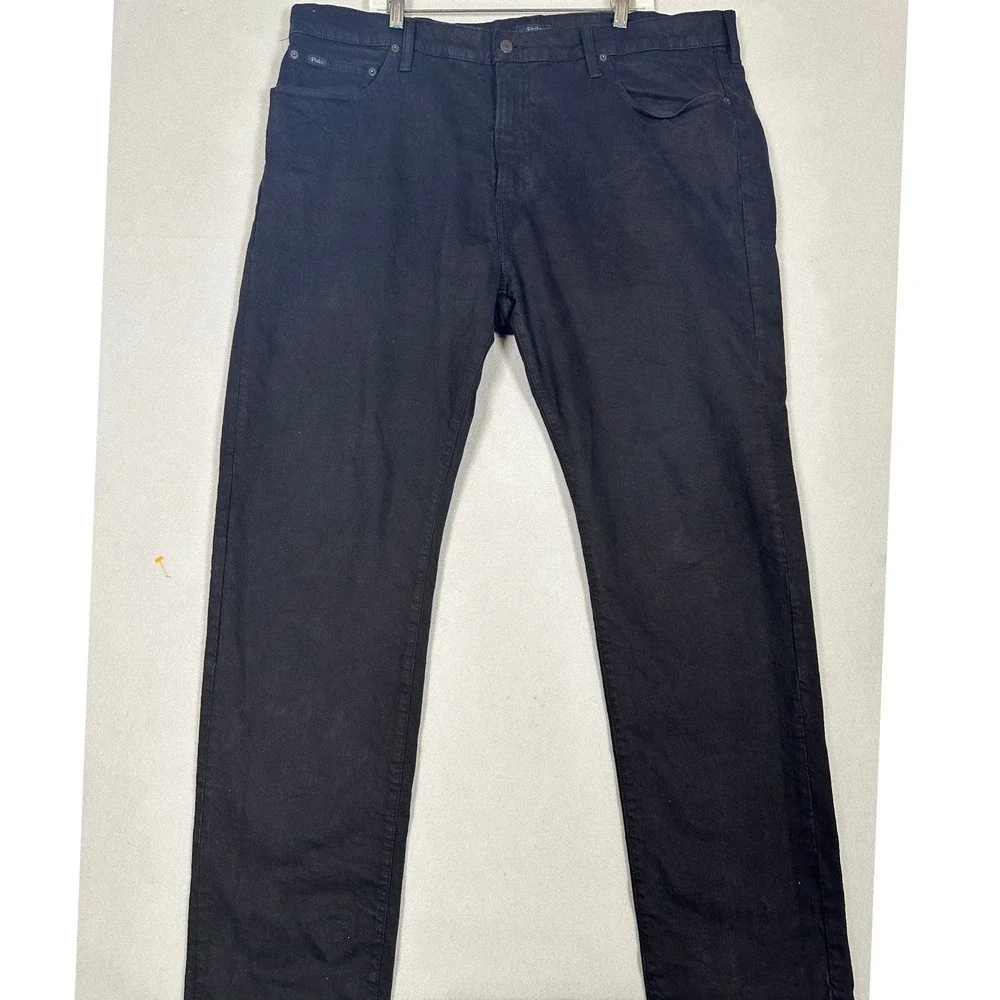Polo Ralph Lauren Jeans Mens 42X34 Black Hampton Relaxed Straight Stretch Denim